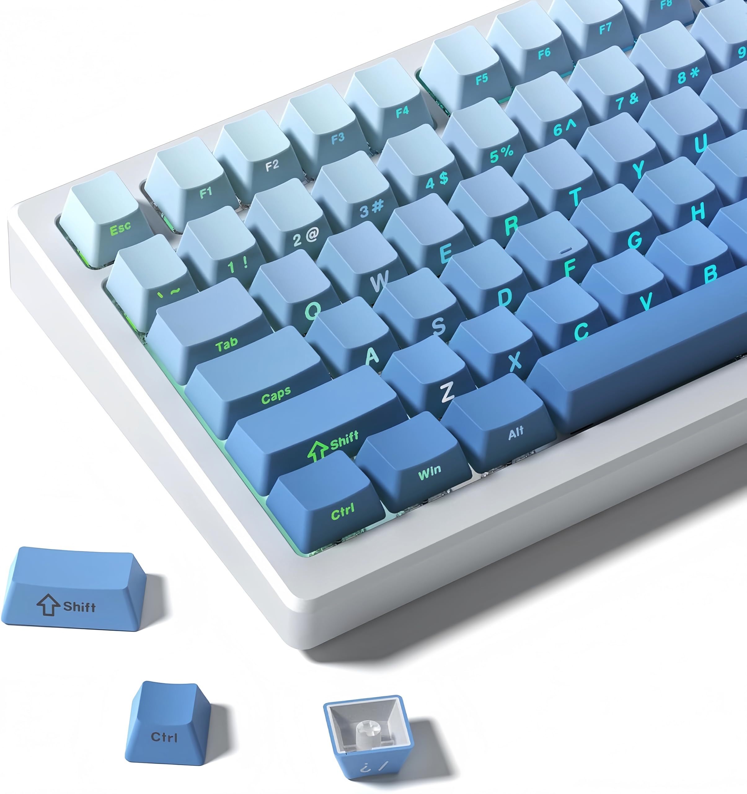 dagaladoo Shine Through keycaps Set,Double Shot PBT keycaps Gradient