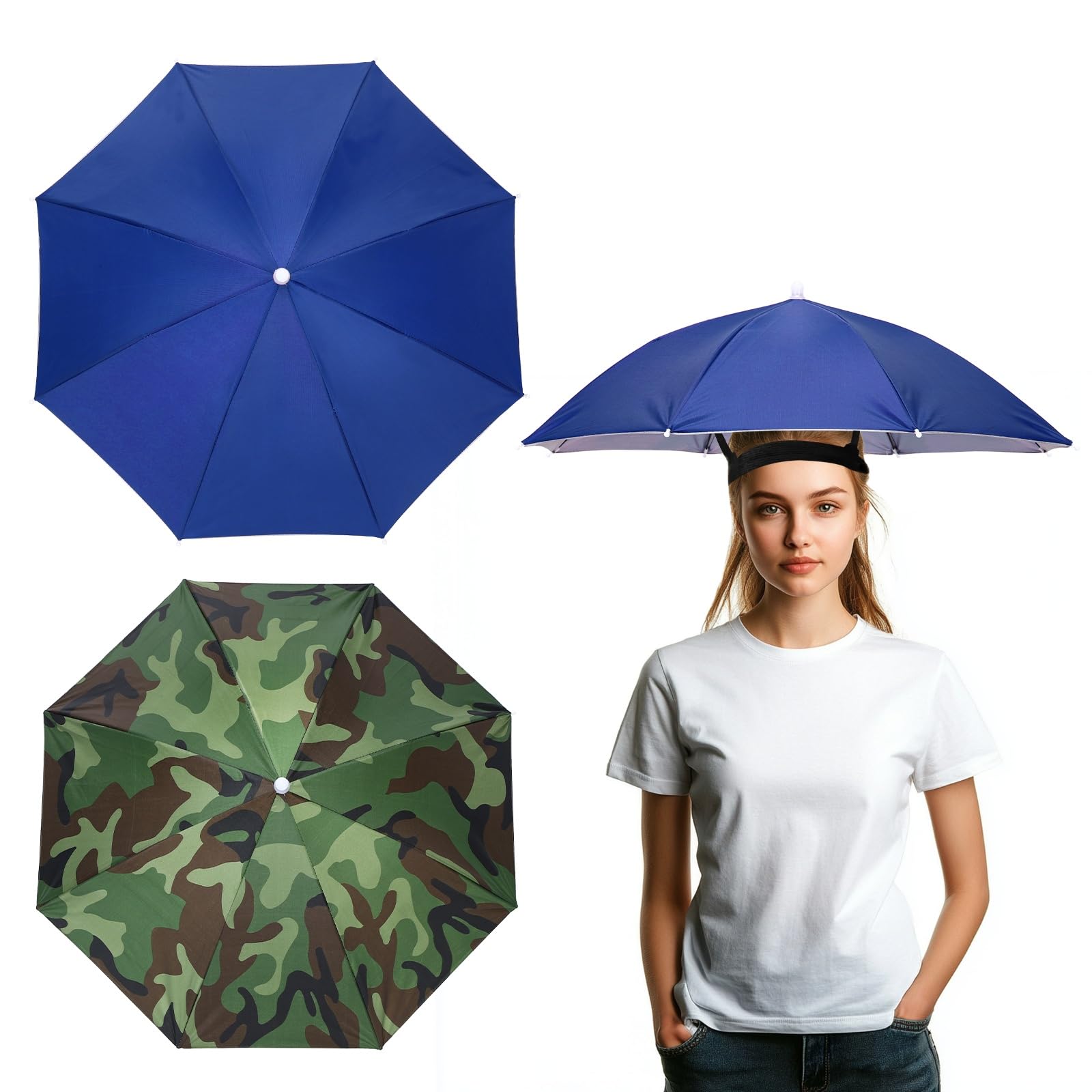 YELARXI Umbrella Hat, Fishing Hat Waterproof Adjustable Sun Rain Cap with Elastic Band, 65cm & Wine Red - Fitting For(Women/Men Fishing/Camping/Gardening/Beach/Sunshade)