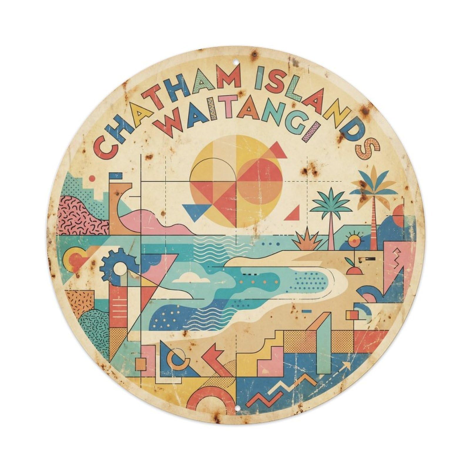 Chatham Islands Waitangi Oceania Island Geometric Metal Tin Sign