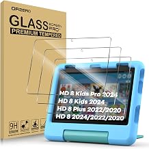 Orzero 3 Pack Screen Protector Compatible for XIAODU 15/HD 8/HD 8 Plus/8 Kids/8 Kids Pro Tablet 8"2024/2022/2020,12/10th, Tempered Glass Protector De Pantalla 9H Anti-Scratch HD Bubble-Free