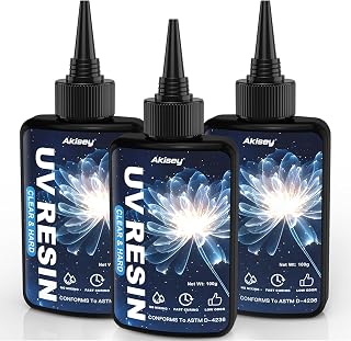 UV Resin 300g, Crystal Clear UV Resin Glue - No-Yellowing, Hard Type, Low Viscosity & Low Shrinkage, Ultraviolet Curing UV Epoxy Resin for Jewelry Making, DIY Crafts, Casting