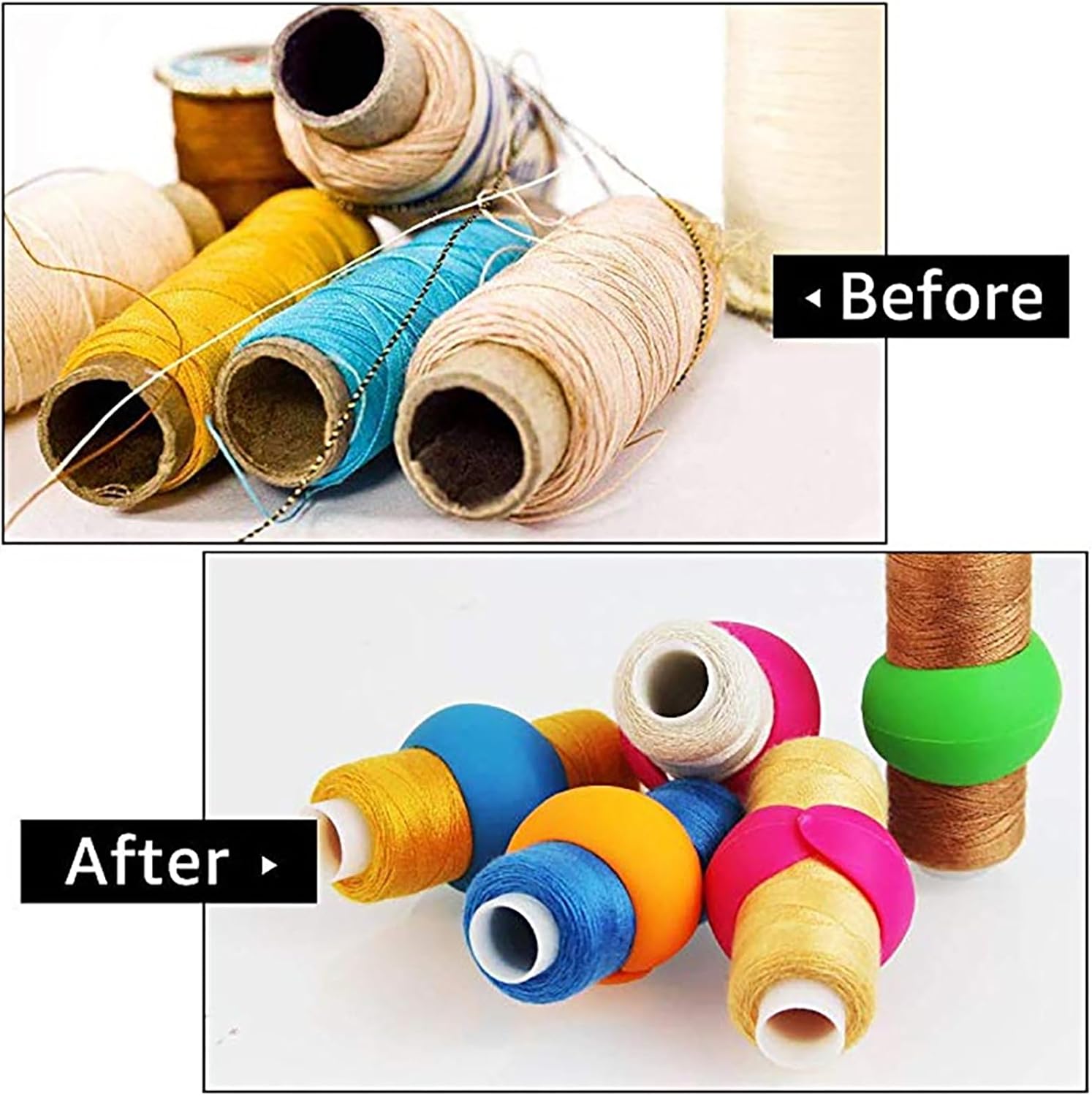 40Pcs Thread Spool Huggers, Silicone Colorful Spool Savers Bobbins Clips Thread Holder Organizer for Sewing and Embroidery Machine