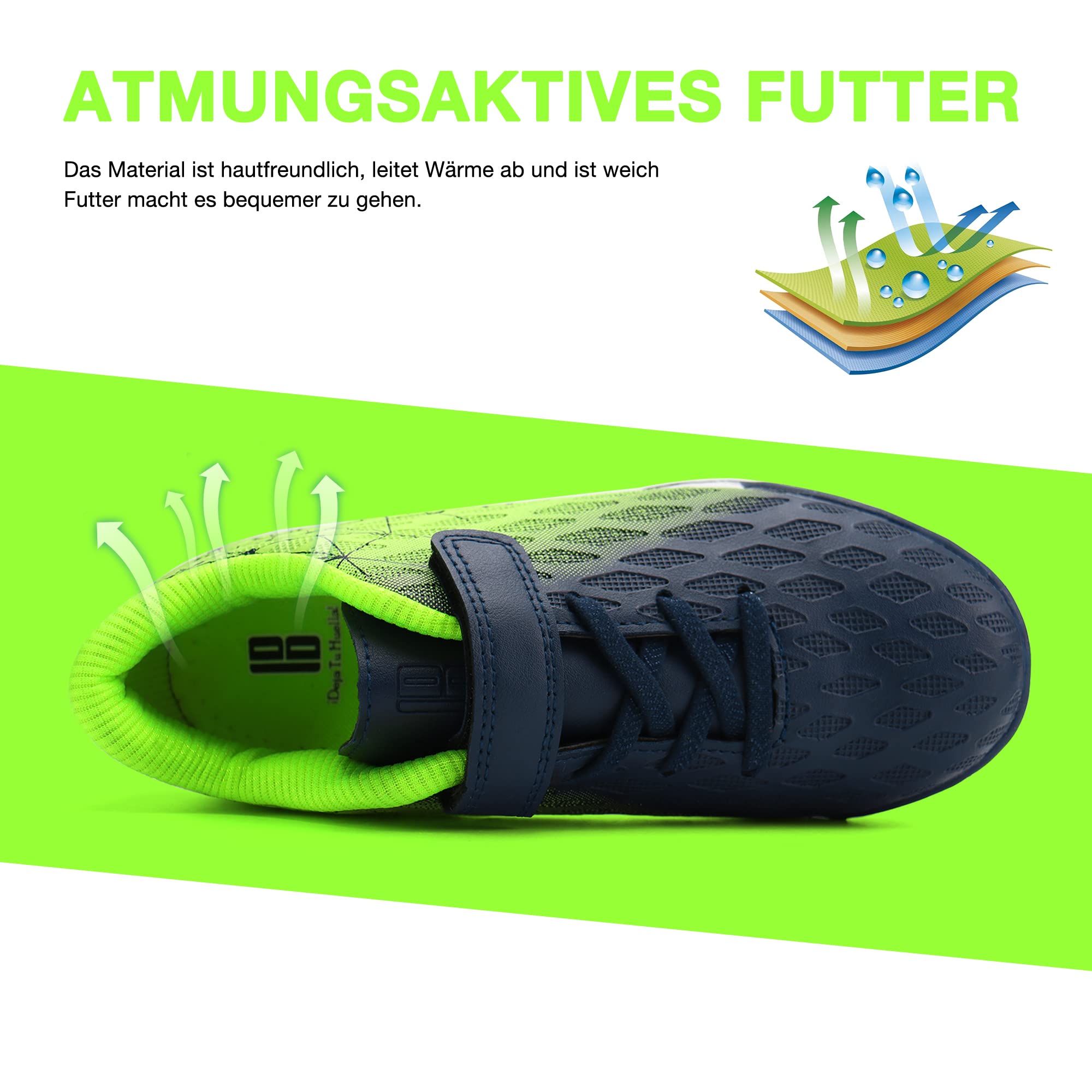 JABASIC Hallen - Botas de fútbol para niños y niñas, césped artificial