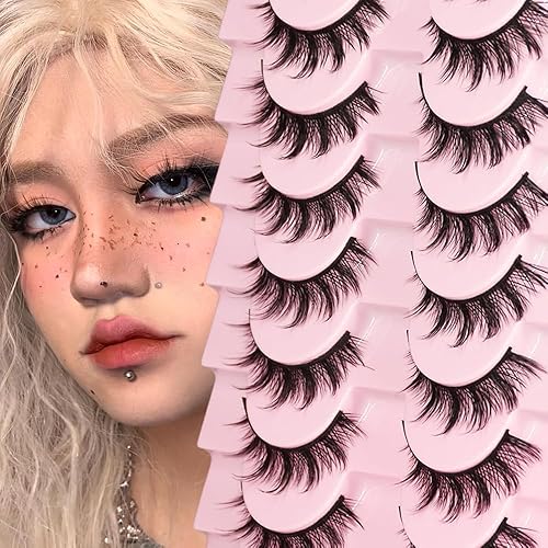 Pestañas postizas de aspecto natural Manga de 0.47 pulgadas, pestañas de tira reutilizables, incluyendo 10 pares de pestañas de ojos, maquillaje de