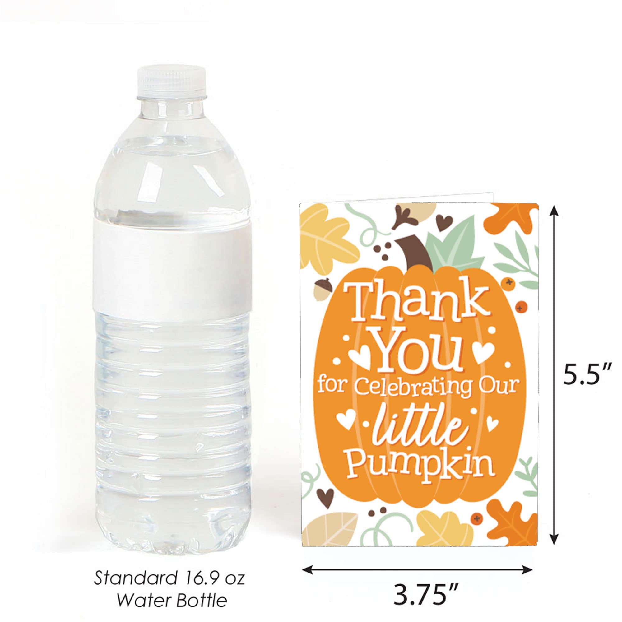 Big Dot of Happiness Little Pumpkin - Tarjetas de agradecimiento para fiesta de cumpleaños de otoño o baby shower (8 unidades)