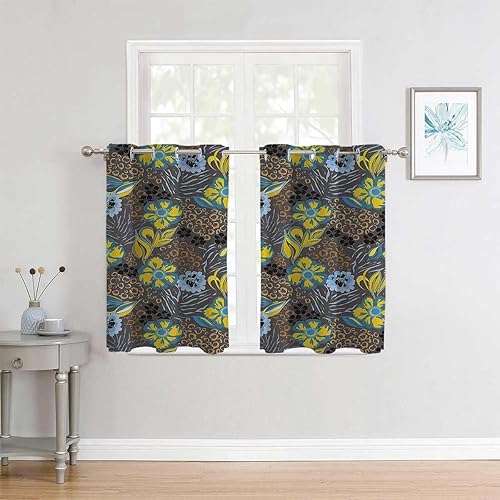 Curtain Sets Abstract Grommet Short Door Curtains Cortinas para Ventanas De Cuarto 63Inch Width by 63Inch Length,2 Panels