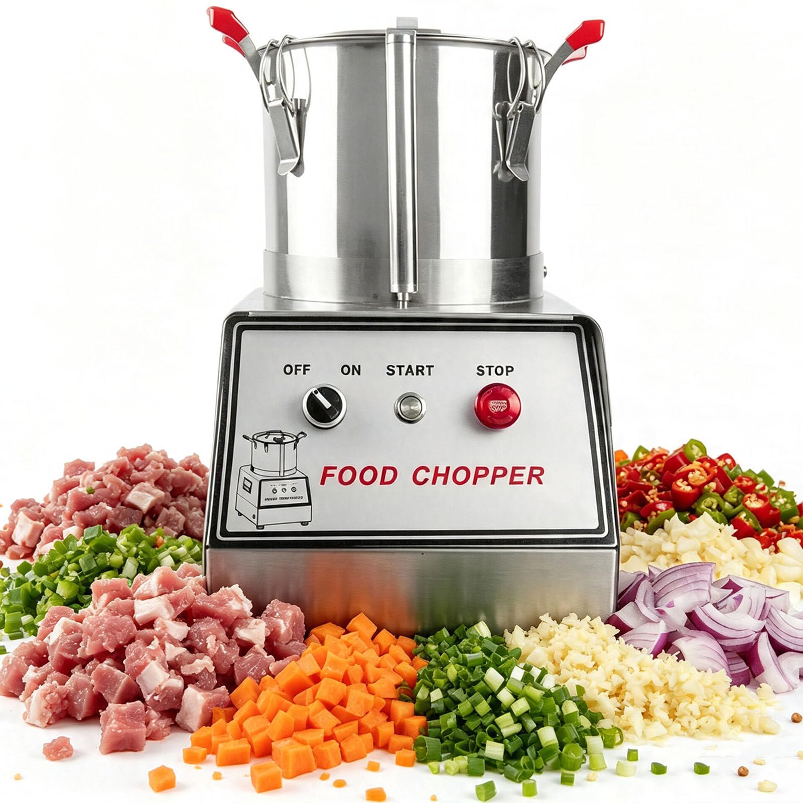 GBHJJ Professional Commercial Food Processor Veggie Shredder, Stainless Steel Vegetable Chopper 7L