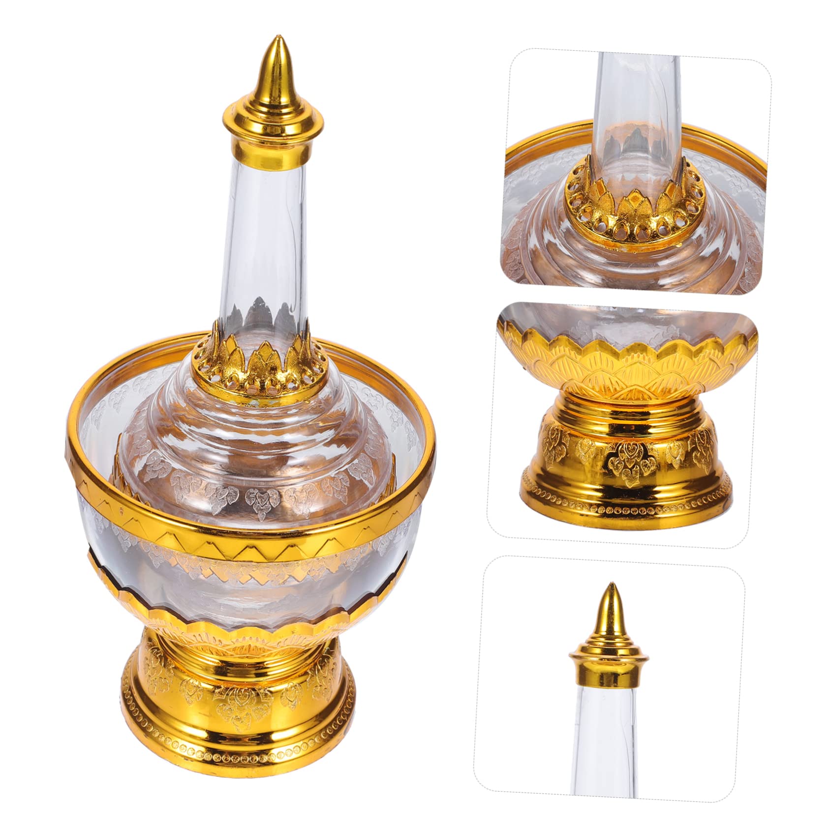3 Sets Wasserversorgungsbecher, Tropfflasche, heiliger Becher, Fengshui-Klangschale, Feng Shui-Anbetungsschale, Tempel, Kupferschale, Meditationsschale, thailändisches Opfertablett, Kunststoff, Messin