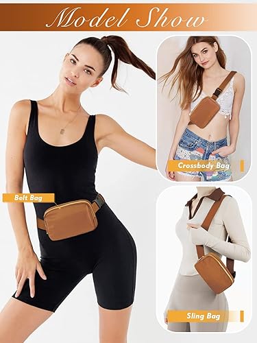 Miniatura 5 de FIORETTO Riñoneras para mujeres y hombres, a la moda, mini bolso cruzado con correa ajustable, bolsa pequeña para la cintura para correr,