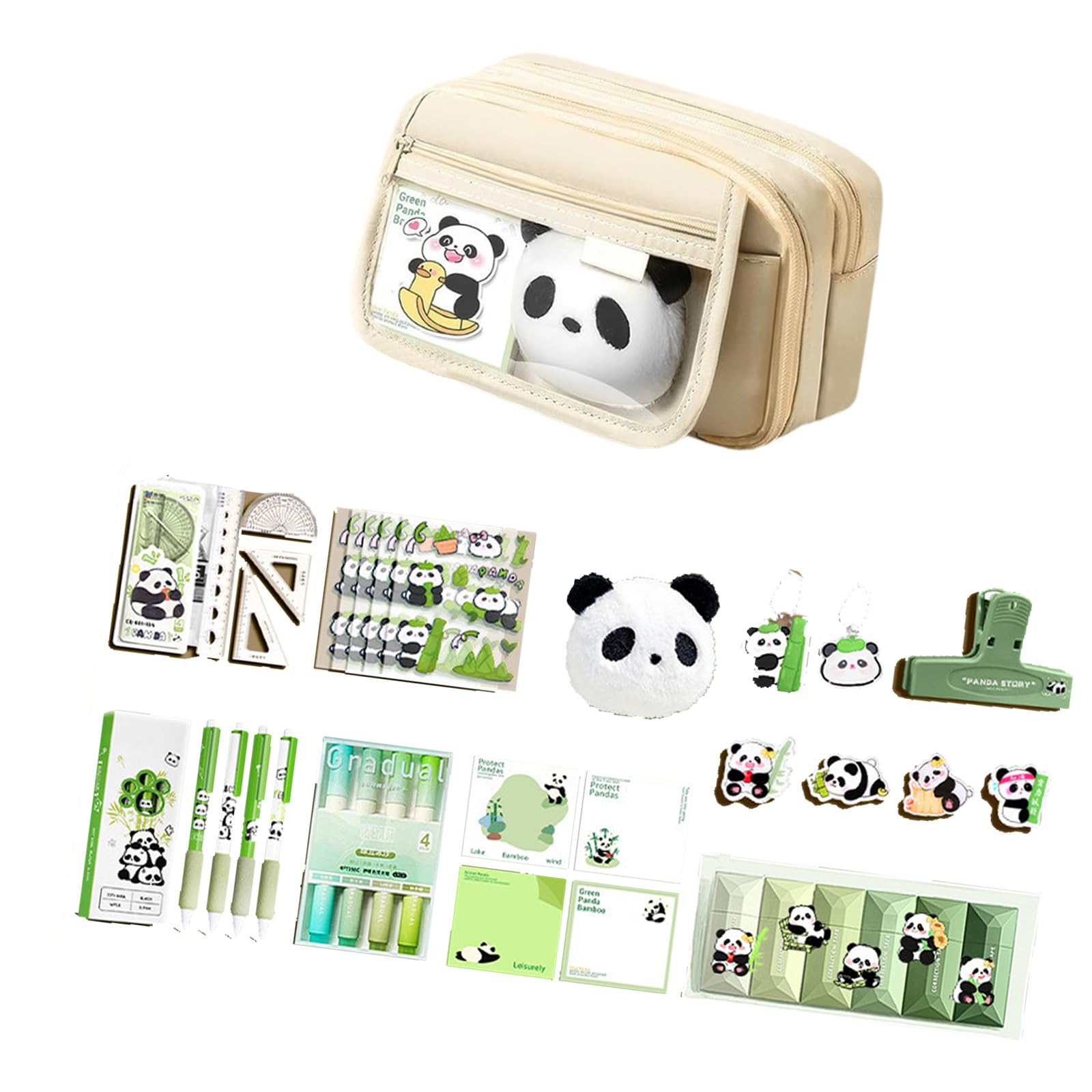 Portarottiera tradizionale cinese panda cancelleria multifunzionale, 9 tasche in tela con chiusura lampo, collezione culturale Panda