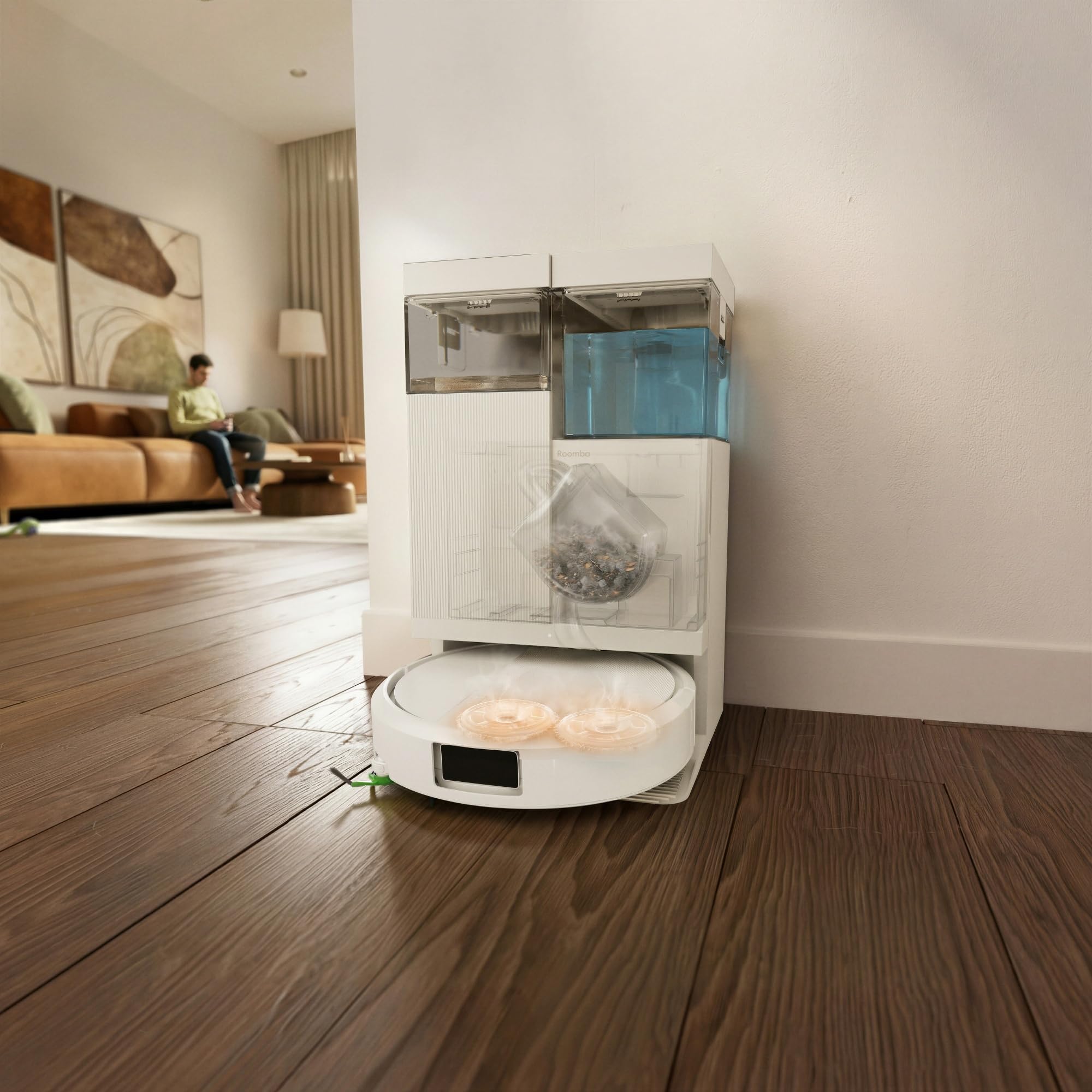 iRobot Roomba® 515 Combo ze stacją Auto Empty, robot odkurzająco-mopujący, moc ssania 22000 Pa, obrotowe mopy, pranie i suszenie padów, biały