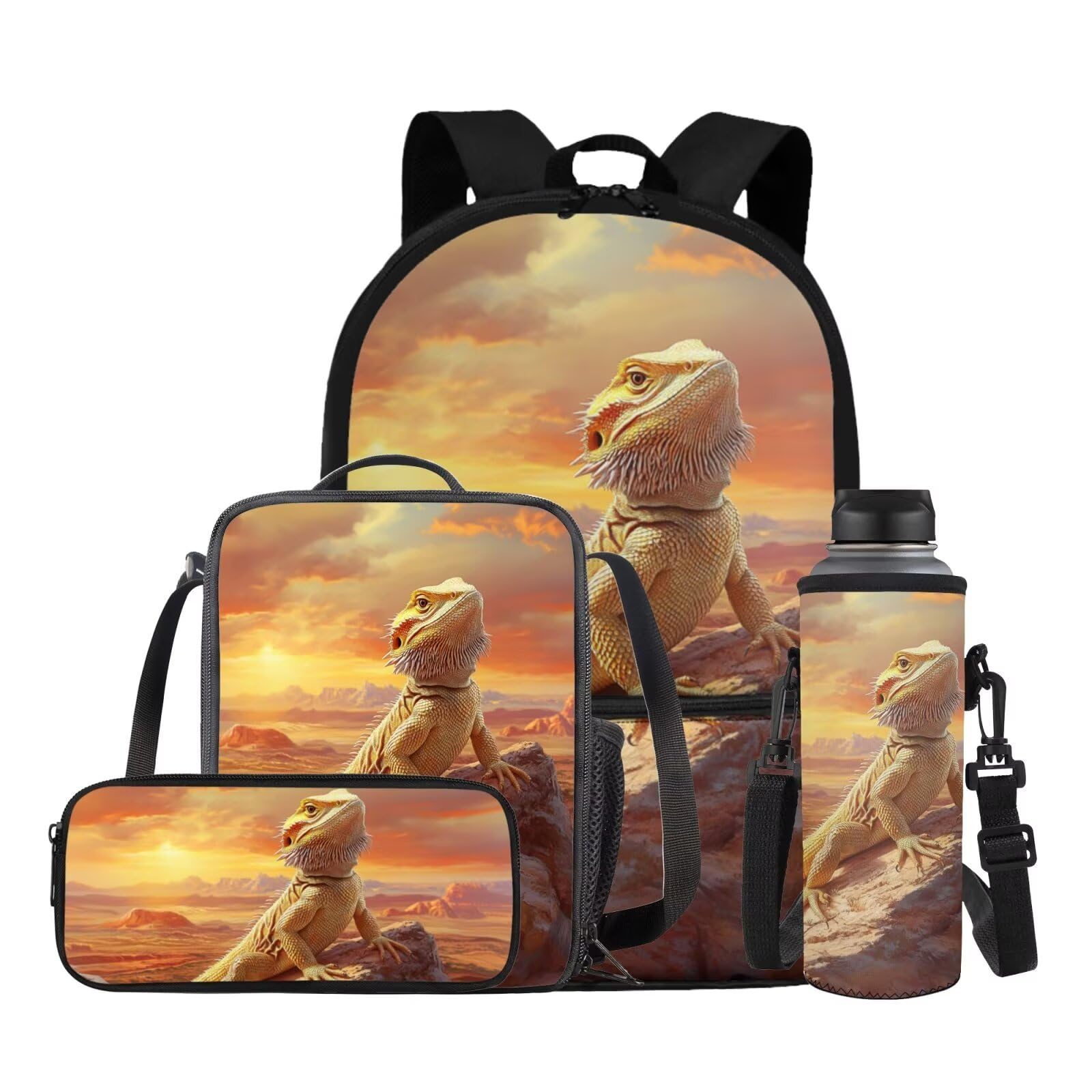 Gomyblomy 3D Lizard Backpack for Kids Boys 8-12 12-14 Backpacks with Lunch Box and Pencil Case Water Bottle Sleeve Large Capacity 17 Inch Teens School