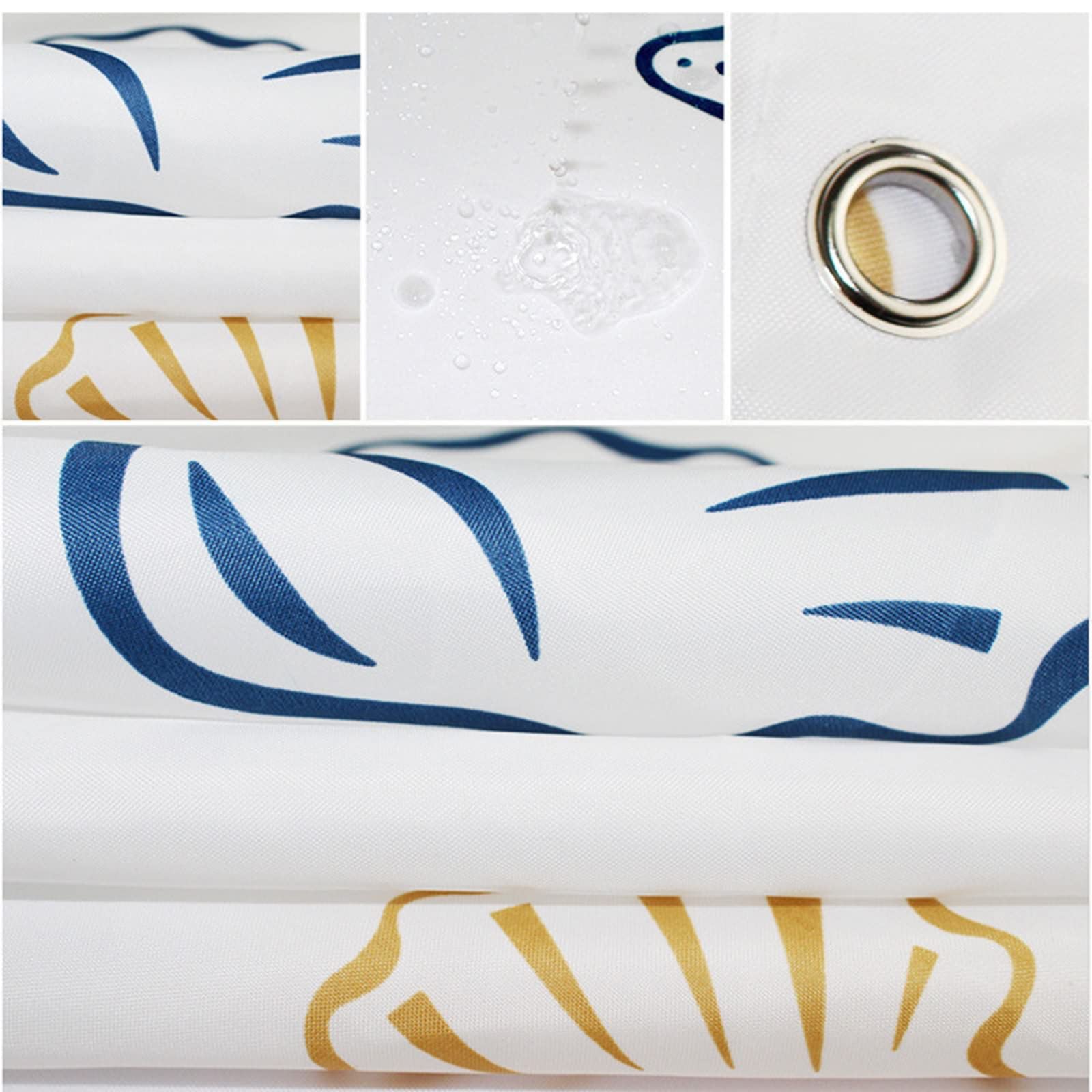 Badvorhang Lang, 220x200cm Polyester Muschel- und Muschelmuster Badewannenvorhang, waschbar, schnelltrocknend, Weiß