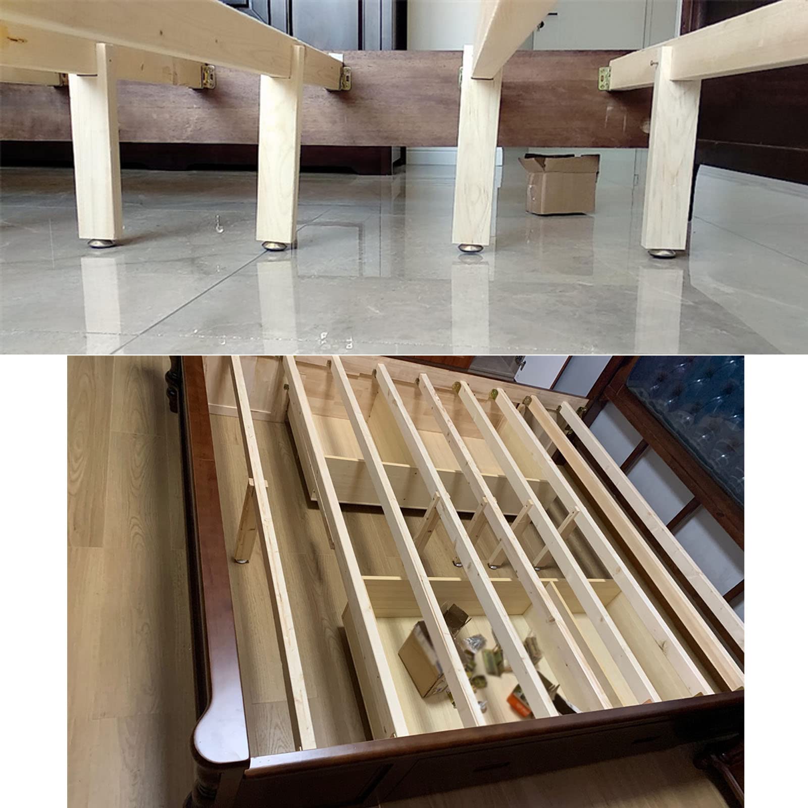 Confezione da 4 Piedini per mobili Regolabili, Piedini di Supporto per Rete a doghe per Divano Letto, Gambe per mobili in Legno massello, Piedini per armadietti, Piedini per mobili, Gambe per Tavolo