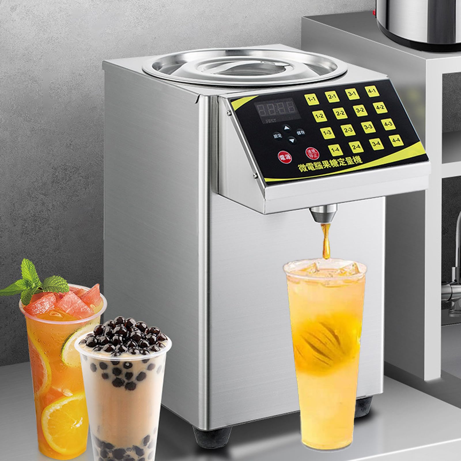 LYDZUSDP Fructose Quantitative Machine,Stainless Steel Automatic Syrup Dispenser,Self-Locking Spout,for Restaurants Snack Bar Coffee Shop,Bakery