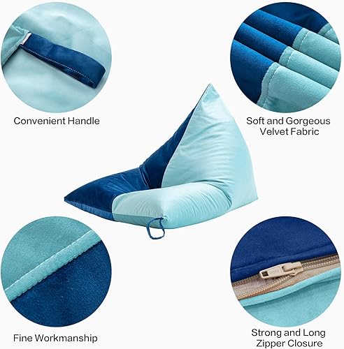 Miniatura 7 de Nobildonna Funda para puf de 4 pies (sin relleno) para adultos, funda de terciopelo extra grande de alta calidad de 400 litros, puf lavable sin