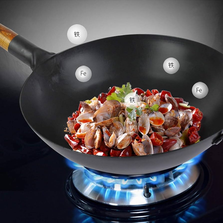 Amazon｜中華鍋ノンスティック、中国手打ち鉄鍋、炒め物鍋、ガス