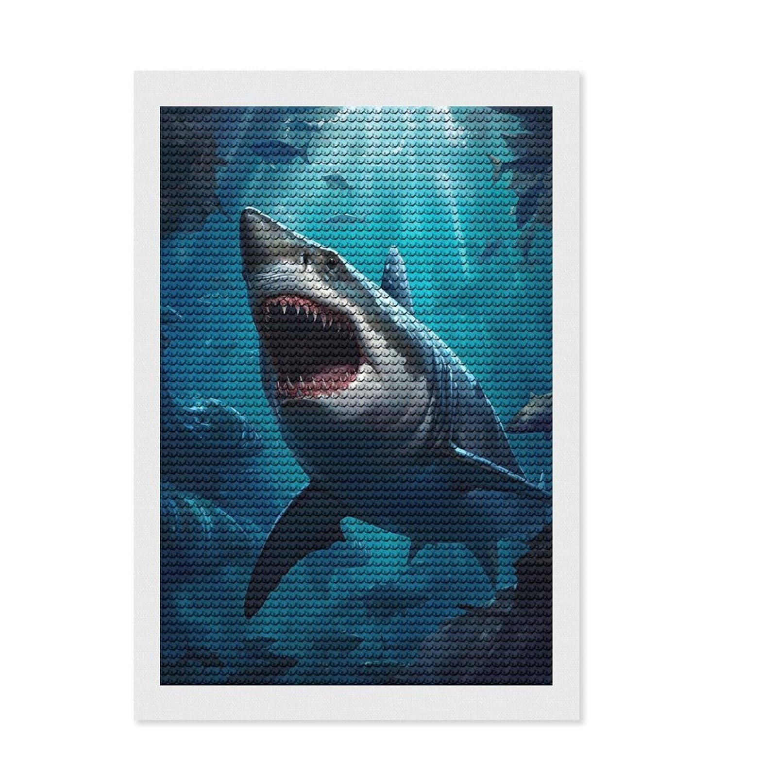 Junmoney Whale Shark Diamond Painting Set 8"x12", Mindful Craft Activity, Sparkling Round Gems, Living Room Decor, Birthday Gift