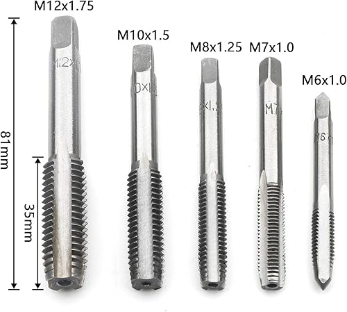 Miniatura 3 de Juego de 12 unidsset de llaves y troqueles de aleación de acero de aleación de herramientas manuales de tamaño métrico tapones de rosca rectos