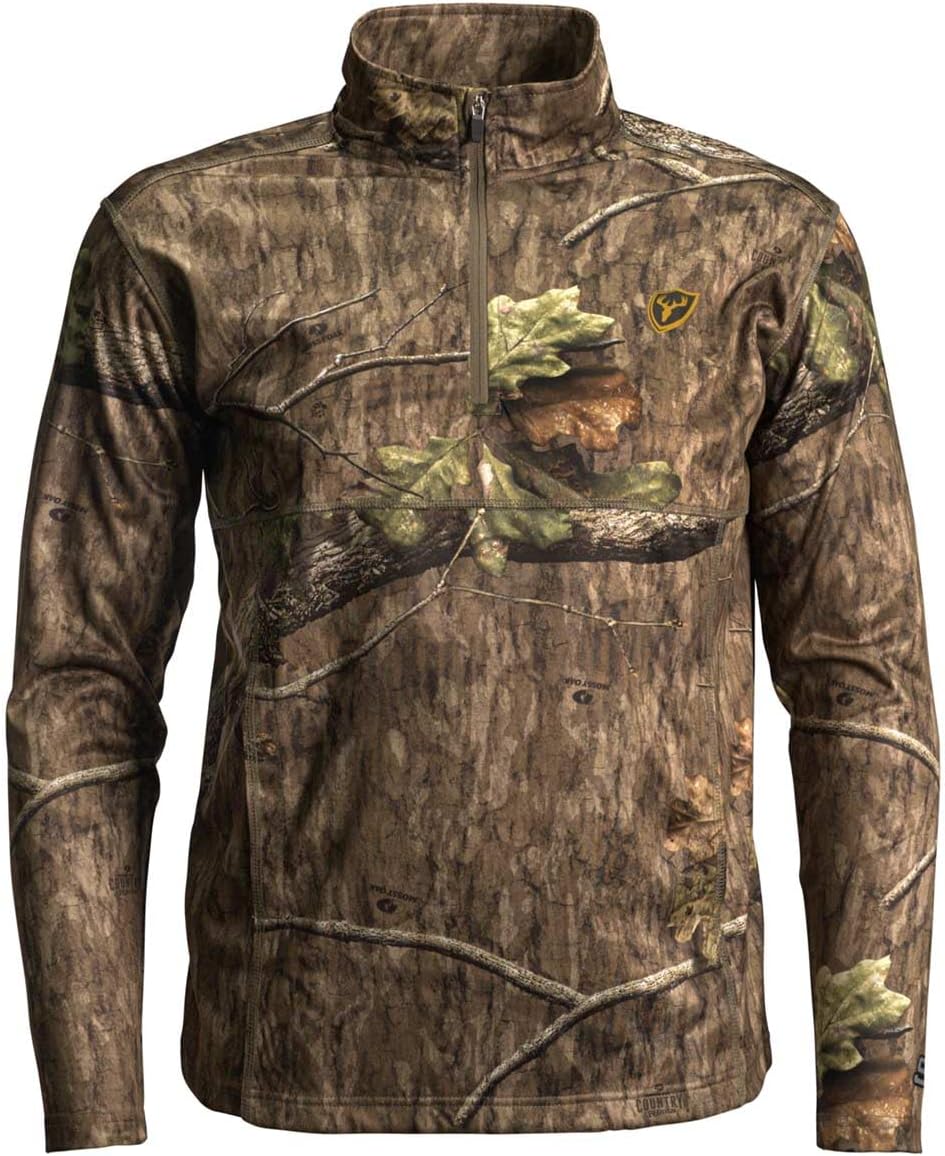Men’s 1/4 Zip Performance Fleece Shirt – Warm Midweight Hunting Layer with Odor Control & Thumb Loops