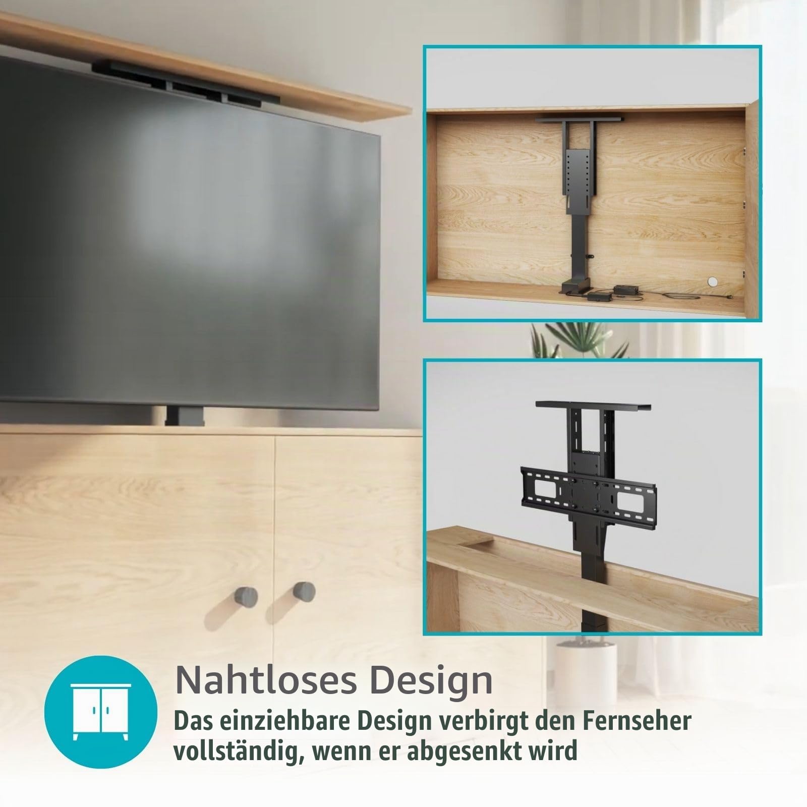 Motorisierte TV-Ständer - 37-80" - maximal unterstützes Bildschirmgewicht: 60 kg - Built-in Schaltschrankbau - Hubbereich: 68-158 cm - ferngesteuert - ABS/Stahl - Schwarz