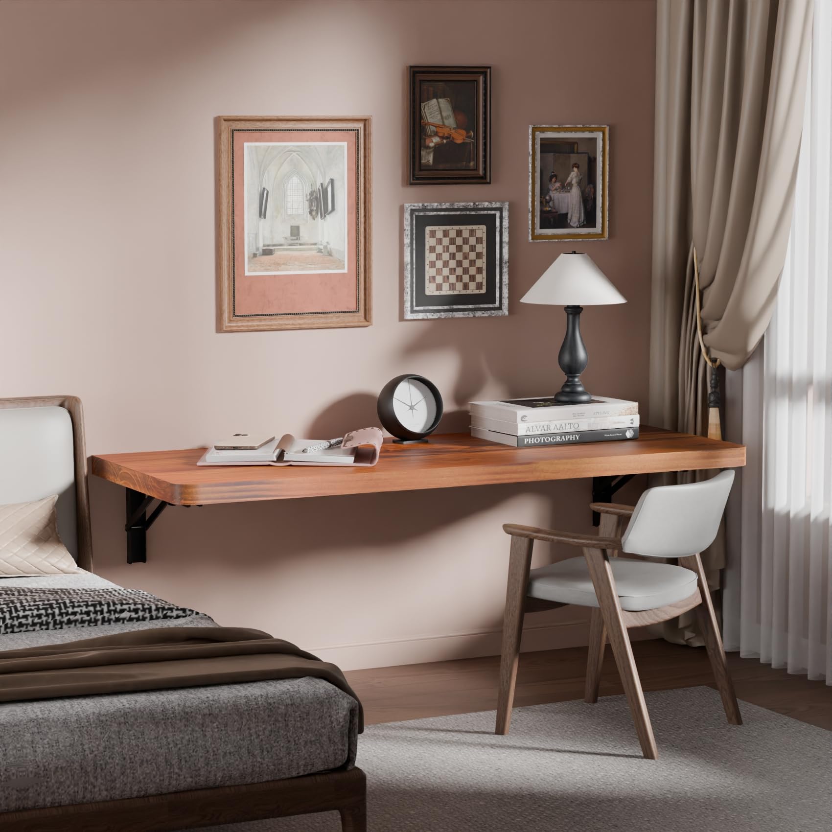 IAE Wall Mounted Folding Table with Pine Wood