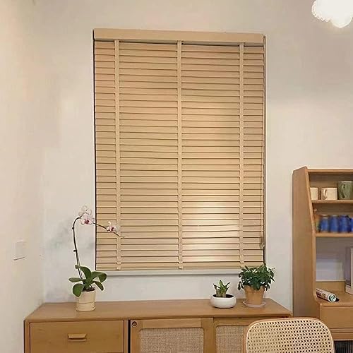 Miniatura 10 de Jolan Persianas venecianas de madera maciza, persianas venecianas de 17.7 in, 19.7 in, 23.6 in, 31.5 in, 35.4 in, 39.4 in, 43.3 in, 47.2 in,