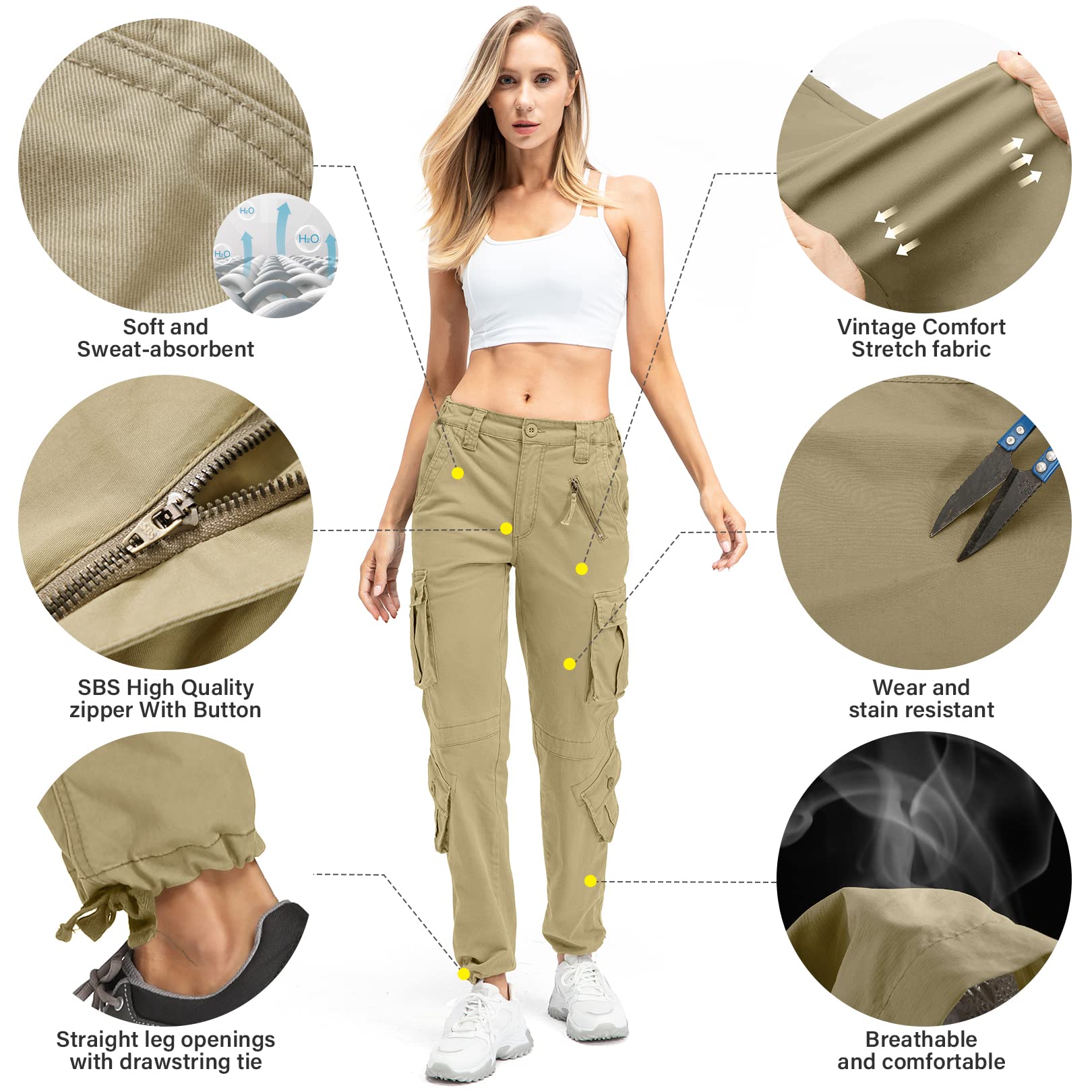 Jessie Kidden Pantalon cargo de combat pour femme - Camouflage camouflage - Pantalon de travail tactique militaire
