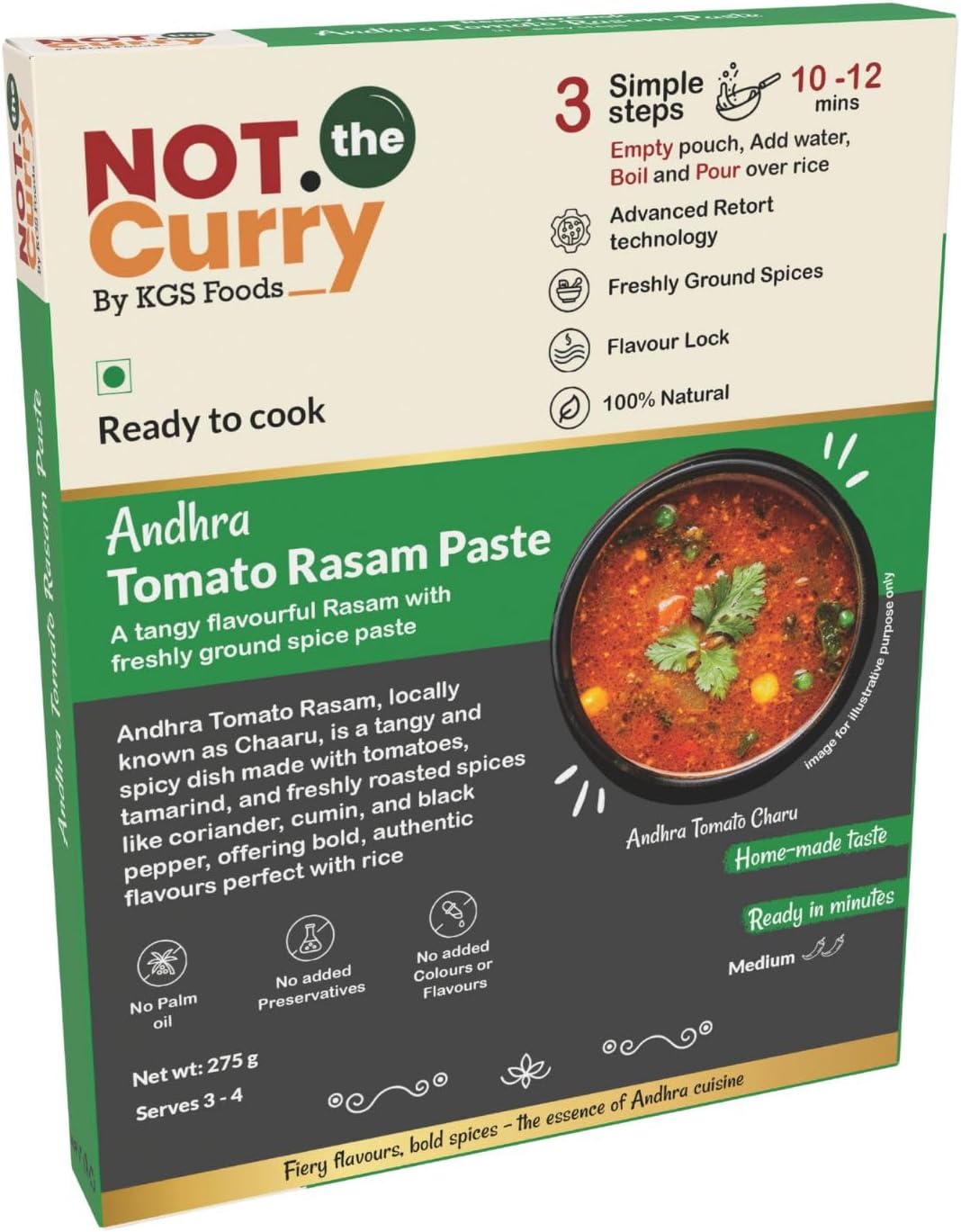 Andhra Tomato Rasam Paste 300g | Instant Rasam Mix | Ready in 10 Mins | Authentic Andhra Recipe | No Preservatives | 12-Month Shelf Life | Ready-to-Cook Rasam Powder | Pack of 1