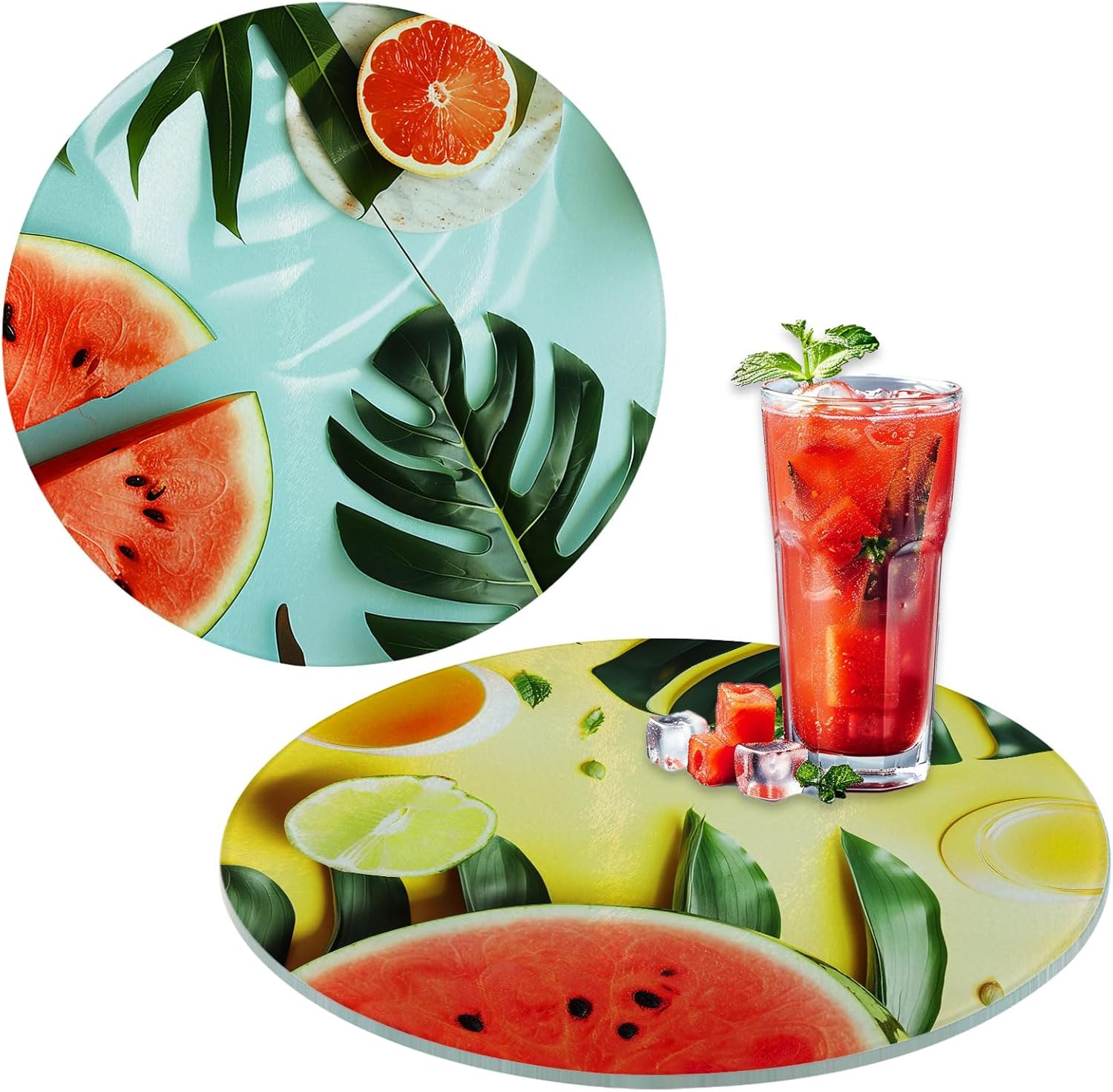 CALCA 11.8in Sublimation Cutting Board Blanks Round Tempered Glass Cutting Board Anti Slip Scratch Resistant Cutting Boards with White Coating, Textured Surface 20pcs/ctn
