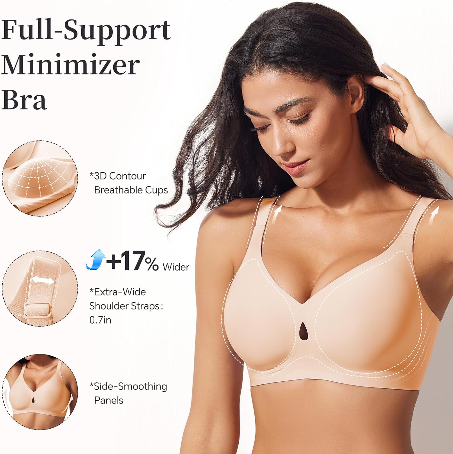 UIMERO Bras for Women No Underwire, Wireless Womens Bras Full Coverage, Seamless Jelly Bra, Bralette for Women with Support - Image 3