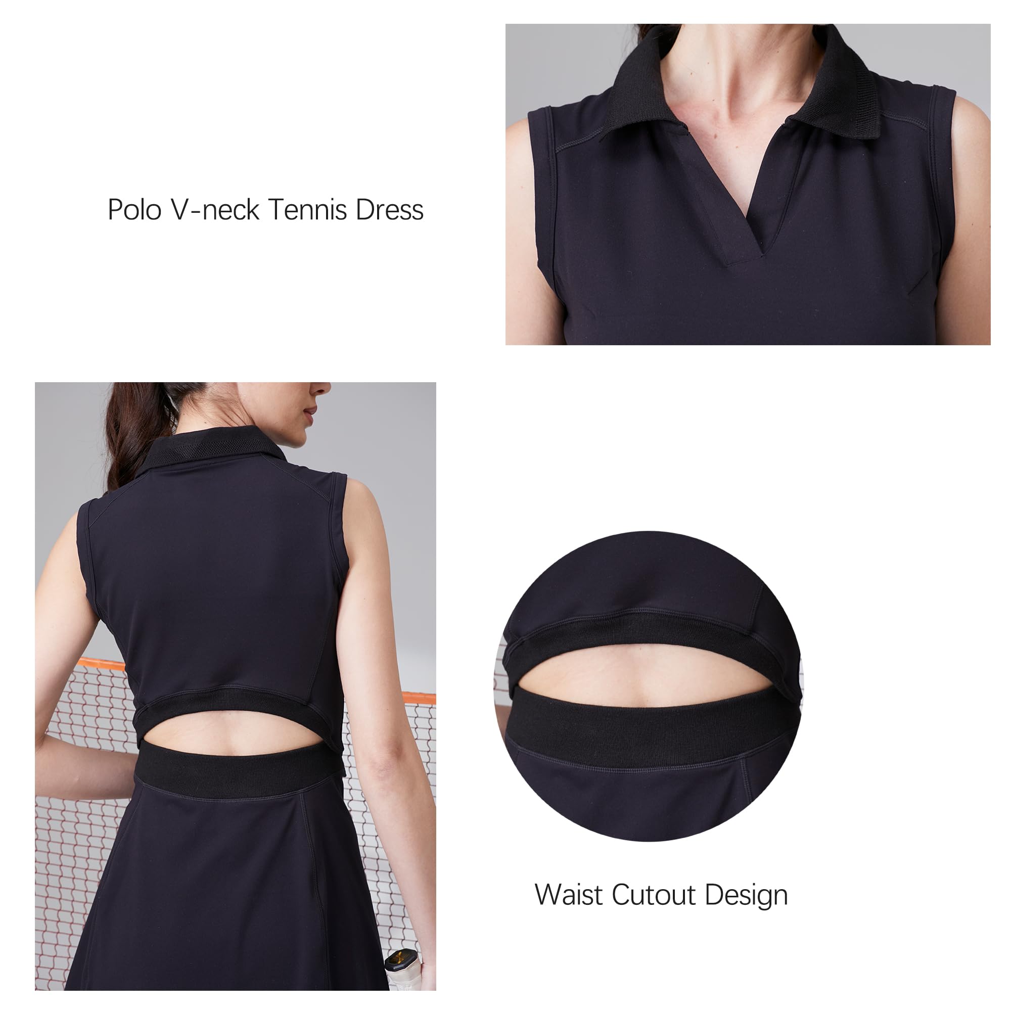 Robe de Tennis pour Femme Robe Polo de Golf avec Short Tenue de Sport athlétique avec Poches pour l'entraînement