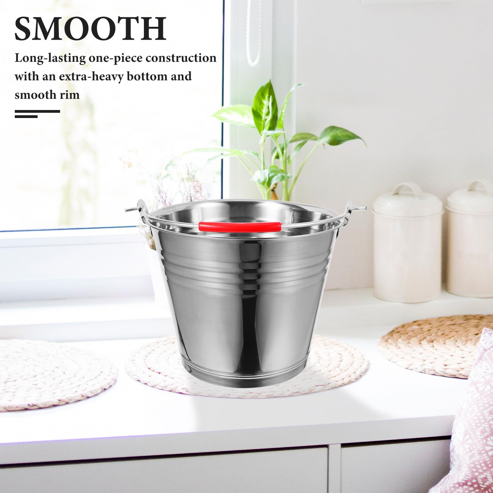 Seau en Acier Inoxydable avec Poignée 6 L pour Lait et Glace