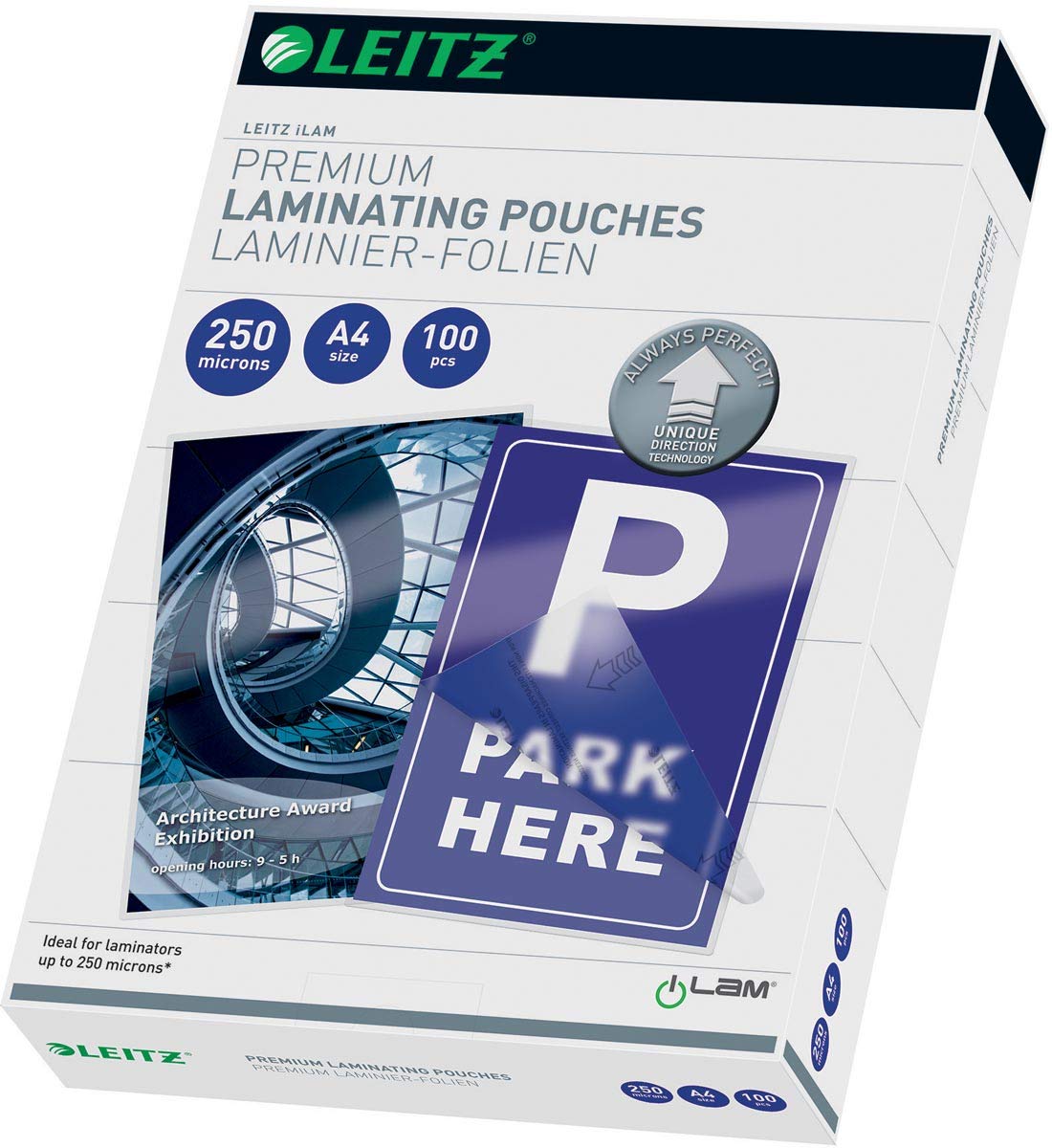 Leitz Ilam Laminierhülle ft A4, 250 Mikron (2 x 250 Mikron), 100er Pack 3 Stück