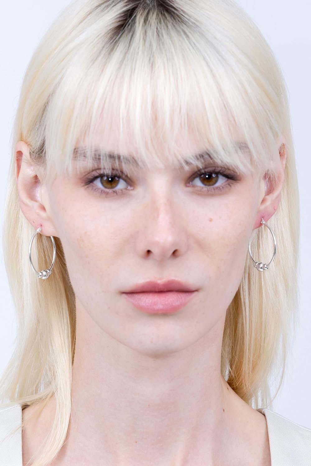 Hoops & Loops 925 Sterling Silver Beaded Ball Hoop Earrings, 30mm Three Beads Click-Top Hoops for Women | Silver, 14k Gold Yellow & Rose Gold Flash Plated - Image 2