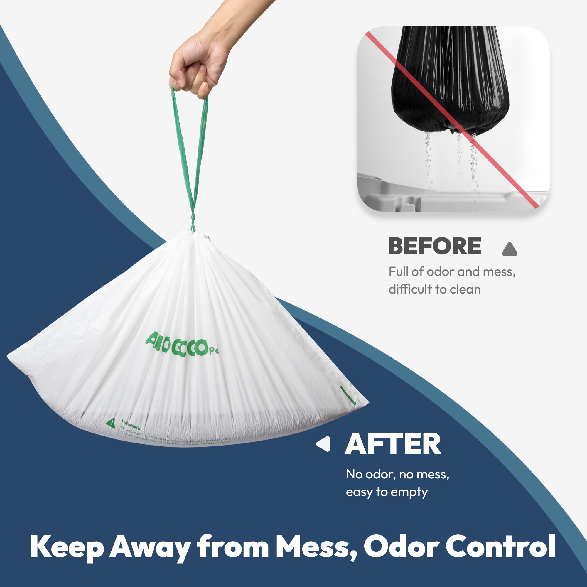 Paquete de 100 bolsas de arena para gatos, compatibles con la caja de arena automática ScoopFree y SmartSpin, bolsas de basura de gran capacidad, resistentes, a prueba de fugas, bolsas de