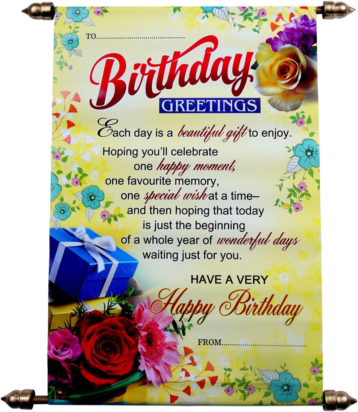 Saugat Traders Happy Birthday Scroll Card for Best Friend, Girls, Sister, Wife, Husband, Daughter - Birthday Greeting Card Gift