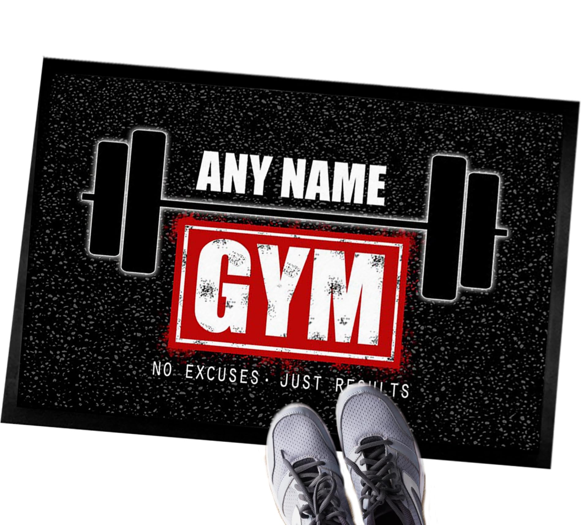 Artylicious Personalised Gym/weights room dumbell mat | home gym Door mat 60 x 40cm, non slip base mat (Red), gym equipment, home gym accessories