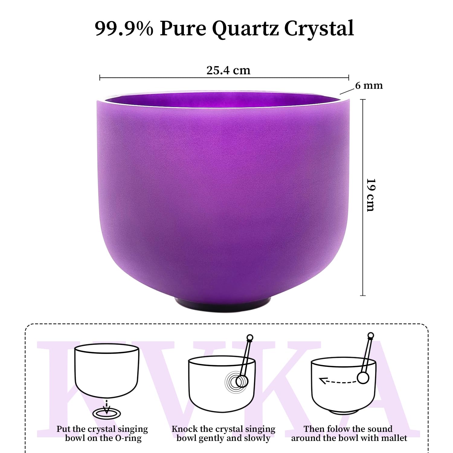 KVKA Campane tibetane, 25 cm, 432 Hz, note B 10 pollici, viola Chakra Sound Healing, per meditazione, antistress rilassamento, con borsa per il trasporto