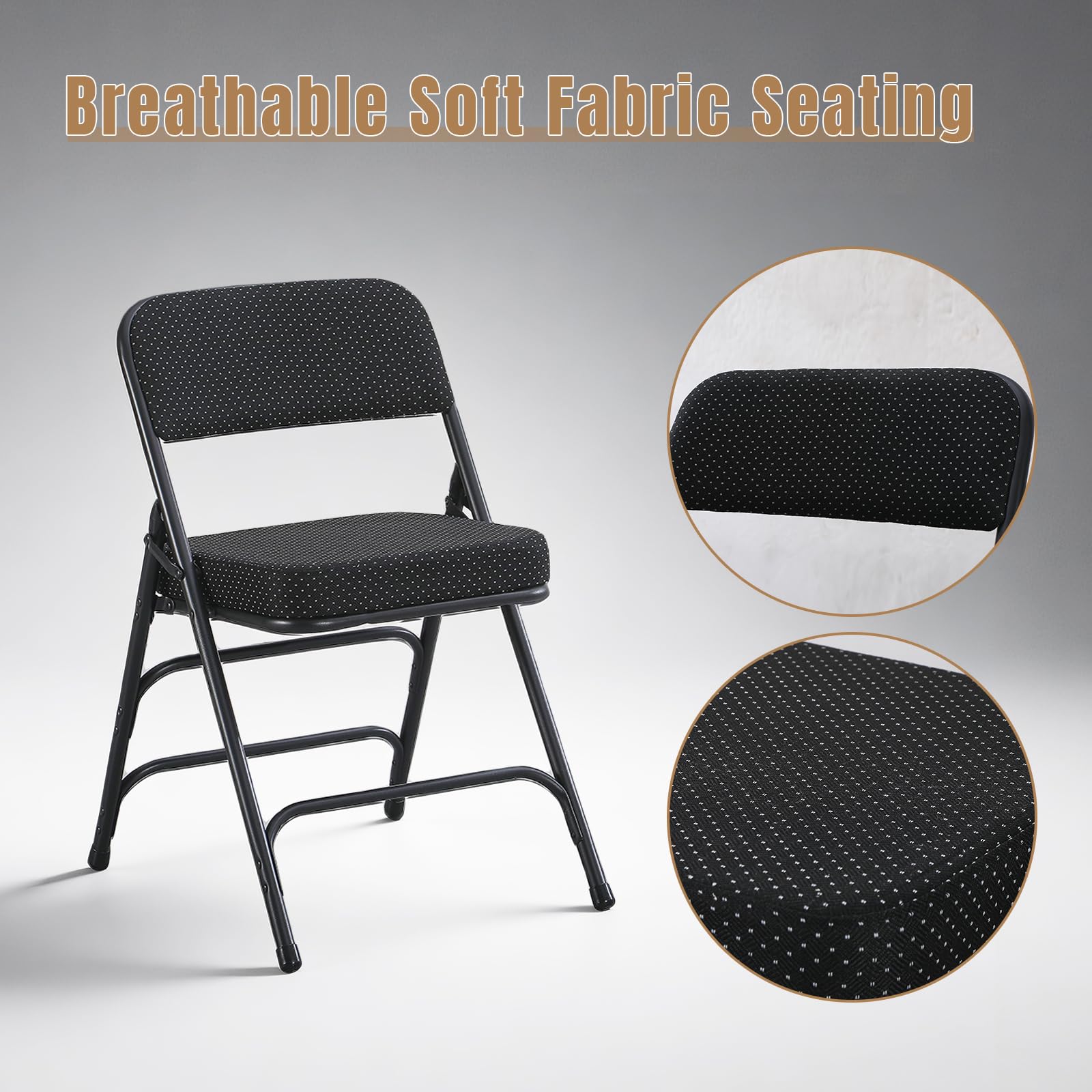 Silla plegable de jardín con acolchado extra grueso y funda aterciopelada, cómoda silla de balcón para exteriores, portátil, ligera, ajustable, 2 paquete, color negro