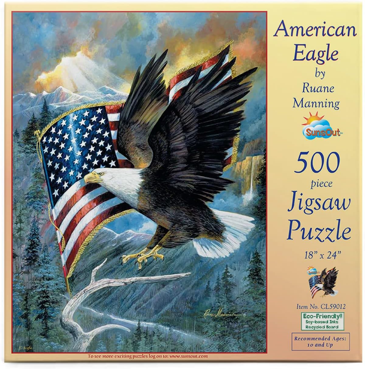 SUNSOUT INC - American Eagle - 500 pc Jigsaw Puzzle by Artist: Ruane Manning - Finished Size 18" x 24" Fourth of July - MPN# CL59012