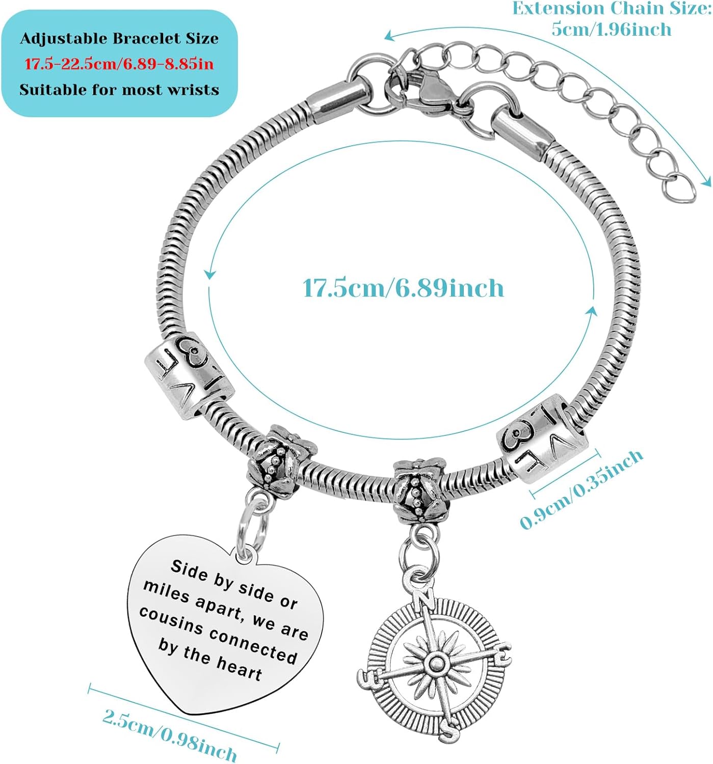 Cousin Gifts for Women Bracelet Cousin Birthday Gifts for Female Inspirational Gift for Cousins Friends Jewelry Long Distance Relationship Gift for Sister Bestie for Birthday Christmas Graduation - Image 4