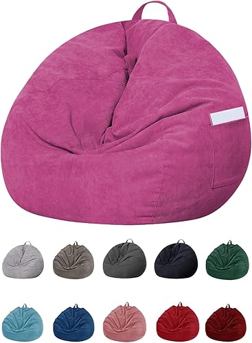 SANMADROLA Funda para puf de almacenamiento de animales de peluche (sin frijoles) para niños y adultos. Puf de pana suave de alta calidad para