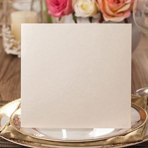 Miniatura 4 de WISHMADE Hosmsua - 50 tarjetas de invitación de boda personalizadas marfil con sobres, de encaje hueco, corte láser, invitación para compromiso,