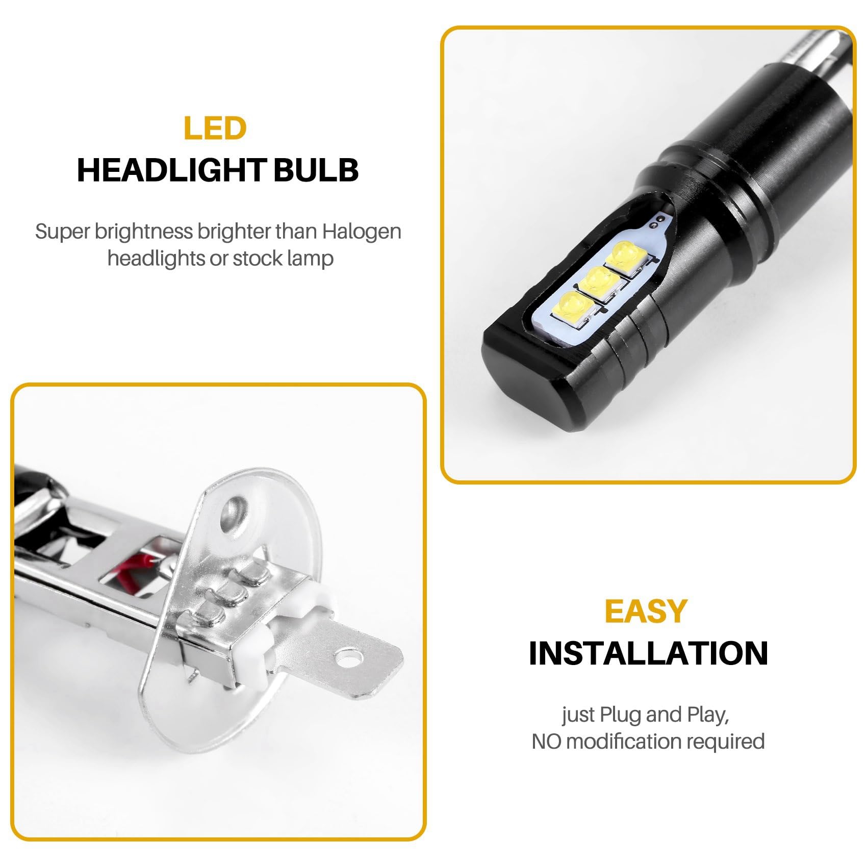 20X H1 6000K Super Bright Bianca 6000LM DRL LED Kit Lampadina per Abbaglianti