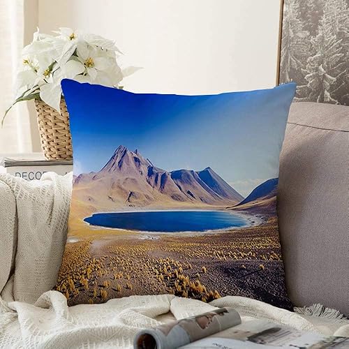 Throw Pillow Covers for Couch Sofa Bedding in Travel Amazing Lake Rocky Miscanti Highlands High Place Atacama Chile Near Nature Parks Outdoor