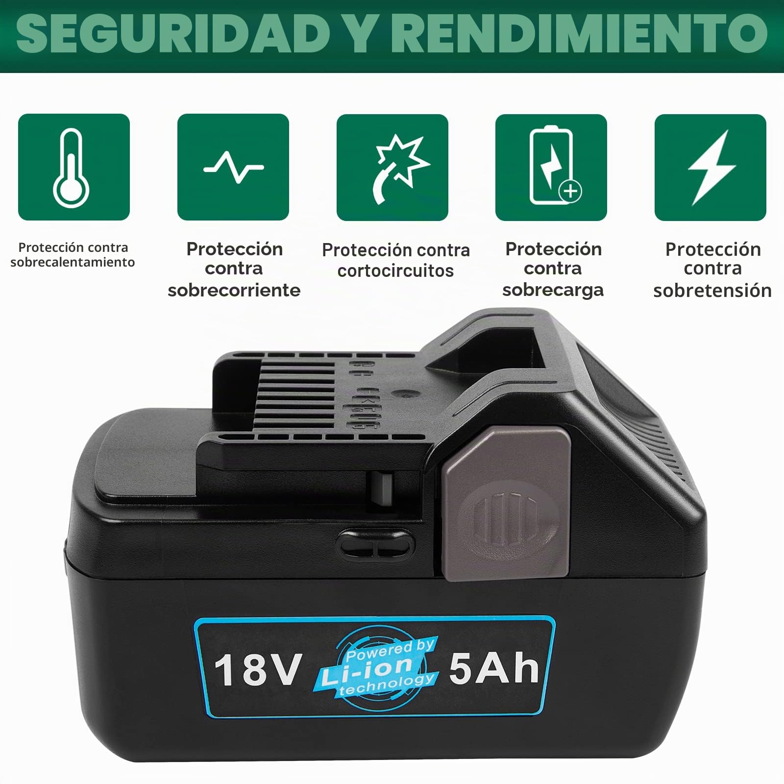 ASUNCELL 18V 5000mAh Batería de Repuesto para Herramientas eléctricas para HITACHI 339782 BSL1830C 330139 330557 BSL1815X BSL1815S BSL1830 Hitachi C18DSLP4 CJ 18DSLP4 C 18DSL2 FCG 18DL Paquete de 2
