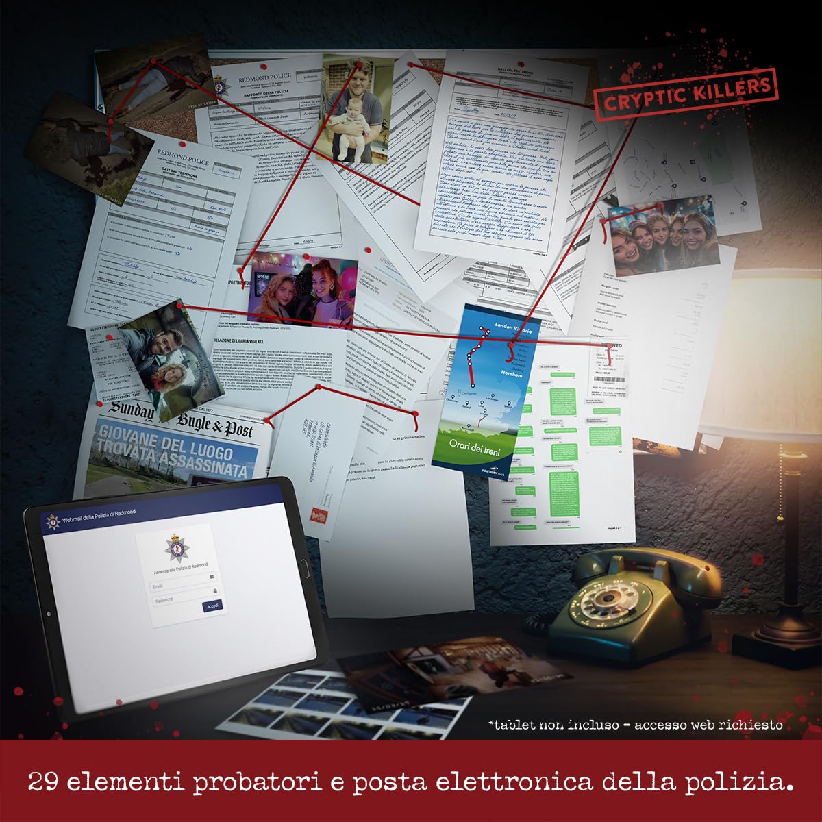 Cryptic Killers Detective gioco investigativo – Escape room gioco da tavolo – Un Mistero di omicidio e un Caso da risolvere italiano – Giochi da tavolo adulti 14+ - Omicidio di una milionaria