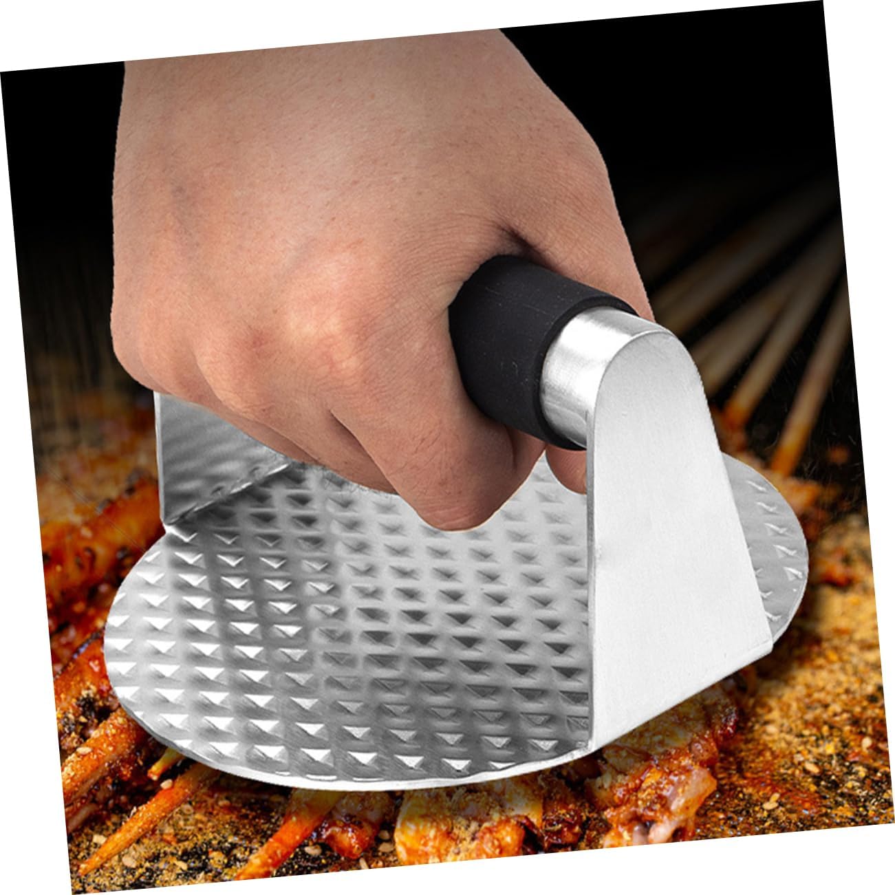 1Set Stainless Steel Burger Press Griddle Tool Kit for Shaped Patties Easy Operation with Non Stick Design for BBQ Grilling and Outdoor Cooking