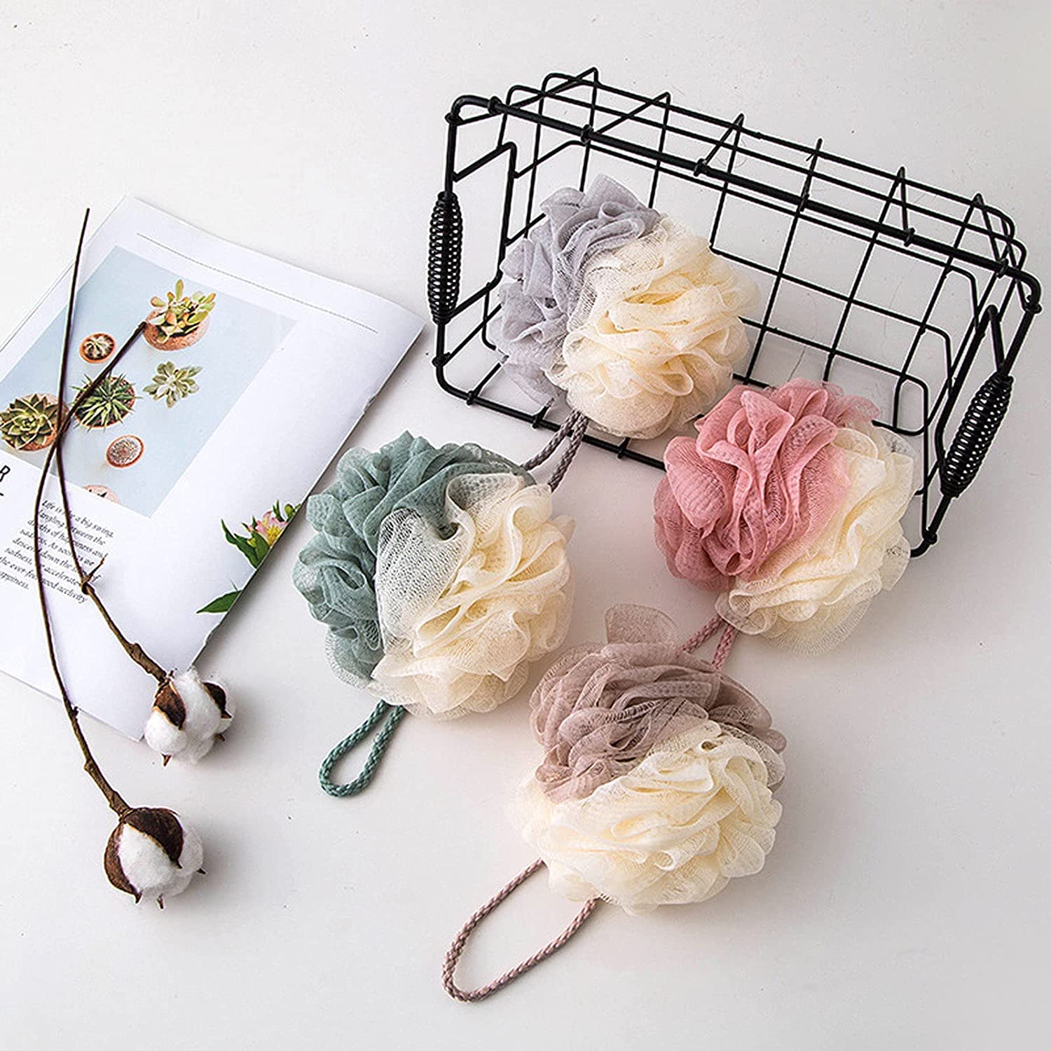 Czysta skóra Loofah Gąbka do kąpieli, wygodna i miękka, siatkowa pufa Gąbka Złuszczająca gąbka pod prysznic, odpowiednia dla całej rodziny 2 szt. Zielony (brązowy)